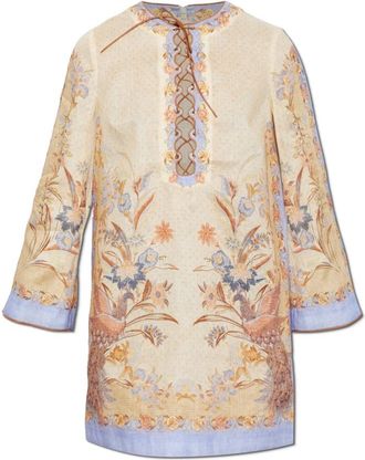 Zimmermann Indra Tunic Mini Jurk - Dames - Korte kleedjes - Beige - XS - Linnen - Kleedjes