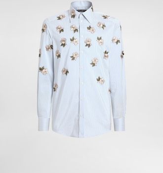 Dolce & Gabbana Silk And Cotton Shirt With Floral Appliqués - Man Shirts Multicolor 39