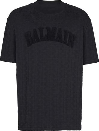 Balmain T-shirt met PB-monogram - Zwart