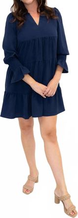 THML Clothing Selene Long Sleeve Dress In Navy