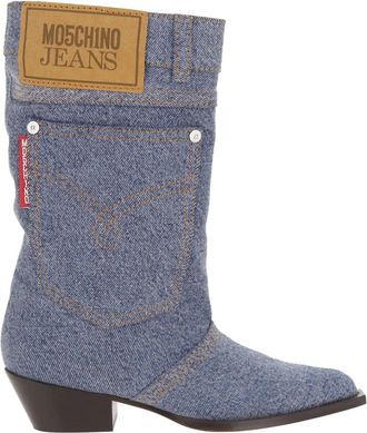 Moschino Denim Texano Laarzen - Dames - Cowboylaarzen - Blauw - 36 EU - Denim - Schoenen