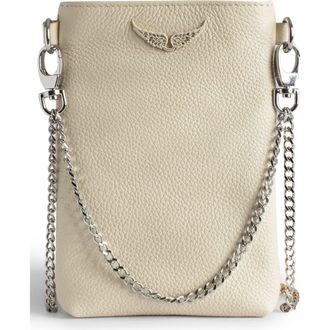 Zadig&Voltaire Rock Pebbled Leather Phone Pouch in Flash at Nordstrom