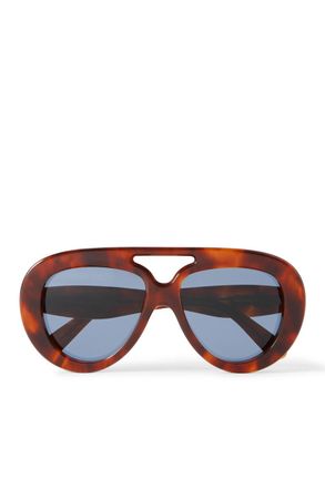 Loewe Curvy Aviator-Style Tortoiseshell Acetate Sunglasses