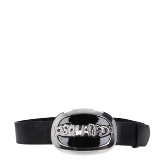 Dsquared2 Damens G&uuml;rtel Leder Schwarz/Silber