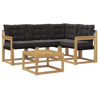 vidaXL Conjunto De Sof&aacute;s De Exterior Con Coj&iacute;n 5 Pcs Blanco Y Negro Vidaxl