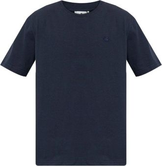 Etro Pegaso Embroidered Crewneck T-Shirt - Heren - T-shirts - Blauw - L - Katoen - Tops