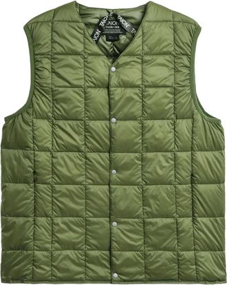 TAION V-neck down gilet - men - Nylon/Nylon/Down/Feather - M - Green