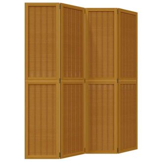 Berkfield Home Room Divider 4 Panels Brown Solid Wood Paulownia