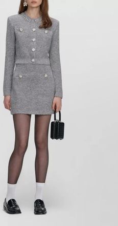 Self Portrait fluffy knit mini skirt