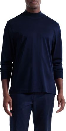 Bugatchi Long Sleeve Mock Neck T-Shirt in Navy at Nordstrom, Size Xx-Large