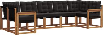 vidaXL Conjunto De Sof&aacute;s De Exterior 7 Uds. Natural Y Negro Vidaxl