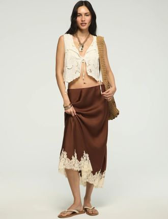 Lucky Brand Womens Lace Slip Skirt