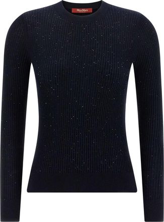 Max Mara Marabu Sweater - Dames - Ronde hals truien - Blauw - XL - Wol - Truien & Vesten