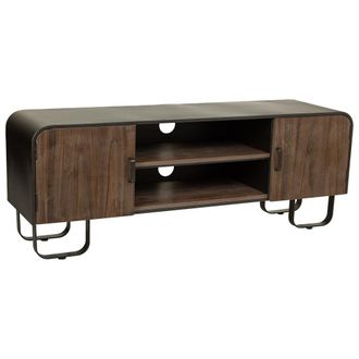 Wanderlust Deco Mueble Bajo De Madera Y Metal Negro 150x42x58h Cm