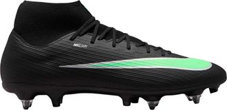 Nike Mercurial Academy voetbalschoenen voor heren met gebreide kraag, geschikt voor zachte ondergrond (Zwart, Groen)