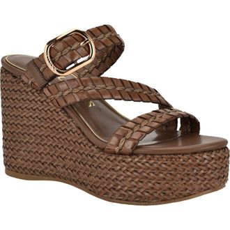 Guess Evana Platform Wedge Sandal in Dark Brown 200 at Nordstrom, Size 9.5