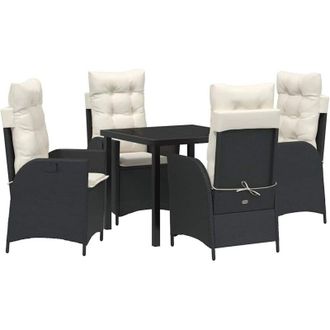 vidaXL Conjunto De Comedor De Jard&iacute;n 5 Pcs Negro Rat&aacute;n Sint&eacute;tico Vidaxl