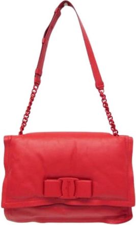 Ferragamo Pre-owned Viva Bow Schoudertas - Dames - Vintage Schoudertas - Rood - ONE Size - Leer - Vintage