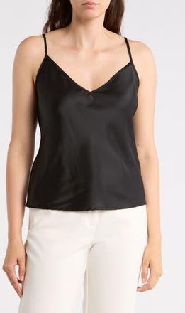Renee C V-Neck Satin Camisole in Black at Nordstrom Rack, Size X-Small