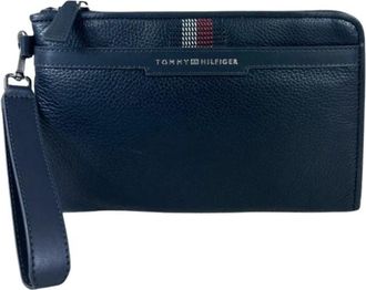 Tommy Hilfiger Th Casual Leather Pouch - Heren - Portefeuilles - Blauw - ONE Size - Leer - Accessoires
