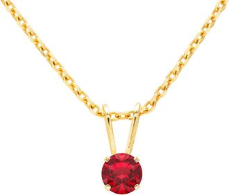 SuperJeweler 1/8 Carat Gemstone Solitaire Pendant Necklace in Gold with Free Chain - Multiple Gemstone Options Available