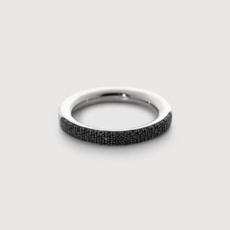 Monica Vinader Sterling Silver Fiji Full Diamond Pave Ring Black Diamond