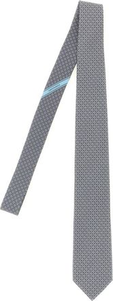Ferragamo Grey Chicca Geometric Print Tie