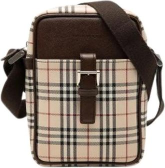 Burberry Pre-owned Canvas Crossbody Bag - unisex - Vintage Schoudertas - Beige - ONE Size - Leer - Vintage