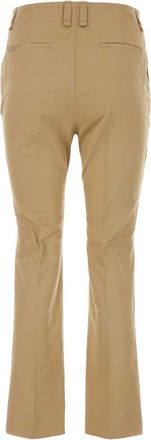 Saint Laurent Womens Drill Trousers Beige Cotton