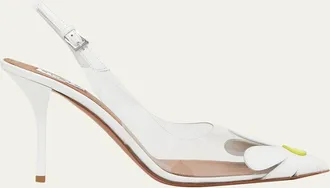 Alaia 90mm Bloom Transparent Slingback Pumps