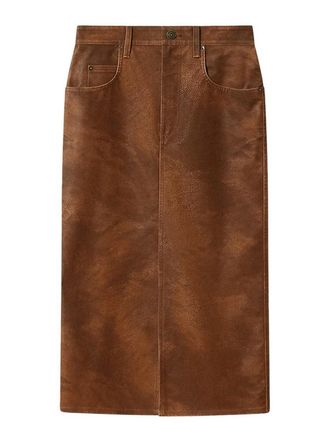 Isabel Marant Brown Bisane Distressed Faux-Suede Midi Skirt