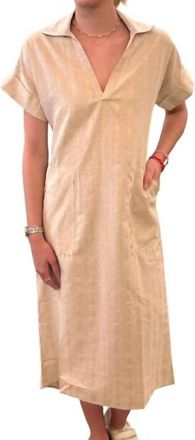 Starkx Linen Stripe Elaine Dress In Oatmeal Oat