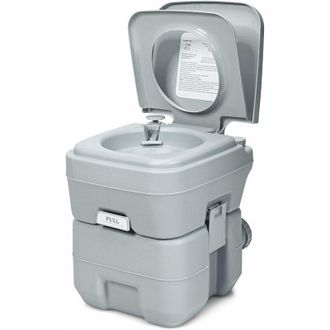 Costway Costway - 20L Toilette Portatile, Toilette da Esterno per Campeggio Viaggio, con Serbatoio dellAcqua di Scarico Estraibile, 36x42x43 cm, Grigio