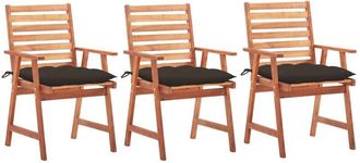 vidaXL Vidaxl - Sillas Comedor De Jard&iacute;n 3 Uds Madera Maciza Acacia Y Cojines