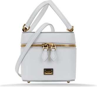 Dolce & Gabbana Leren Dames Schoudertas met Spiegel - Dames - Handtassen - Wit - ONE Size - Leer - Tassen