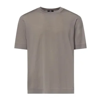 Alpha Studio Camiseta de cuello redondo de lana merino - Tops - Hombre - Beige - 2XL