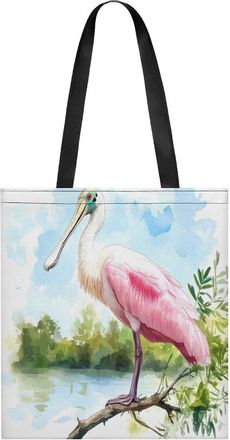 Generic Roseate Spoonbill Watercolor Womens Tote Casual Shopping Bag Lightweight Shoulder Bags Hobos Handbag for Work Travel Daily 35x40cm