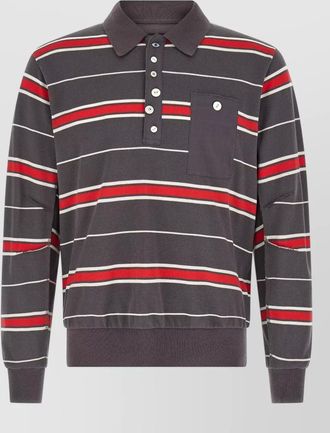 Undercover striped polo shirt chest pocket ribbed trims