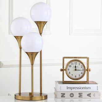 Safavieh L&aacute;mpara de mesa en metal, dorado lat&oacute;n