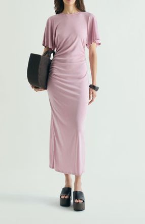 Scalpers Cupro Dress Gathers in Pink at Nordstrom, Size X-Large Eu