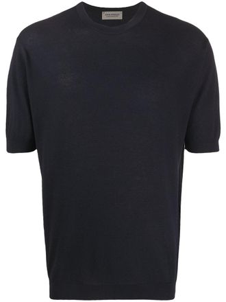 John Smedley Navy Blue Cotton T-shirt