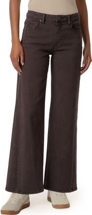 Kut from the Kloth Meg High Waist Wide Leg Jeans in Chocolate at Nordstrom, Size 14