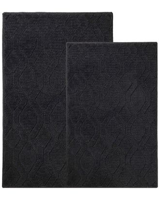 Superior Set Of 2 Medium Brou Geometric Diamond Washable Bath Rugs