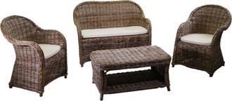 Vacchetti Salotto Rattan Roymer Grigio C/cuscini 4 Pezzi