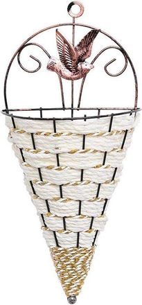 OEM Cesta De Mimbre Para Flores - Cesta Colgante De Rat&aacute;n - Decoraci&oacute;n De Pared Para Jard&iacute;n - Material Natural Hecho A Mano - 14x30cm - Blanco
