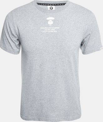 A Bathing Ape Grey Aape Universe Print Cotton Crew Neck T-Shirt