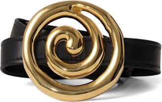 D&eacute;hanche Koru Leather Belt in Black/gold at Nordstrom