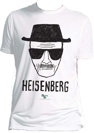 Breaking Bad Mens Heisenberg Regular Fit Round Collar Short Sleeve T-Shirt, White, Medium