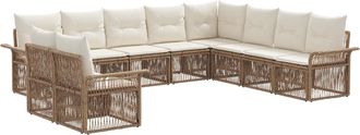 vidaXL Conjunto De Sof&aacute;s De Jard&iacute;n 10 Uds. Beige Rat&aacute;n Sint&eacute;tico Vidaxl