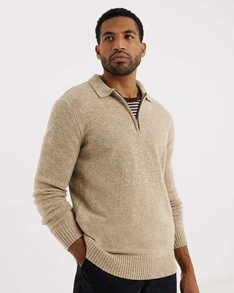 Jacamo Lambswool Collared 1/4 Zip Jumper